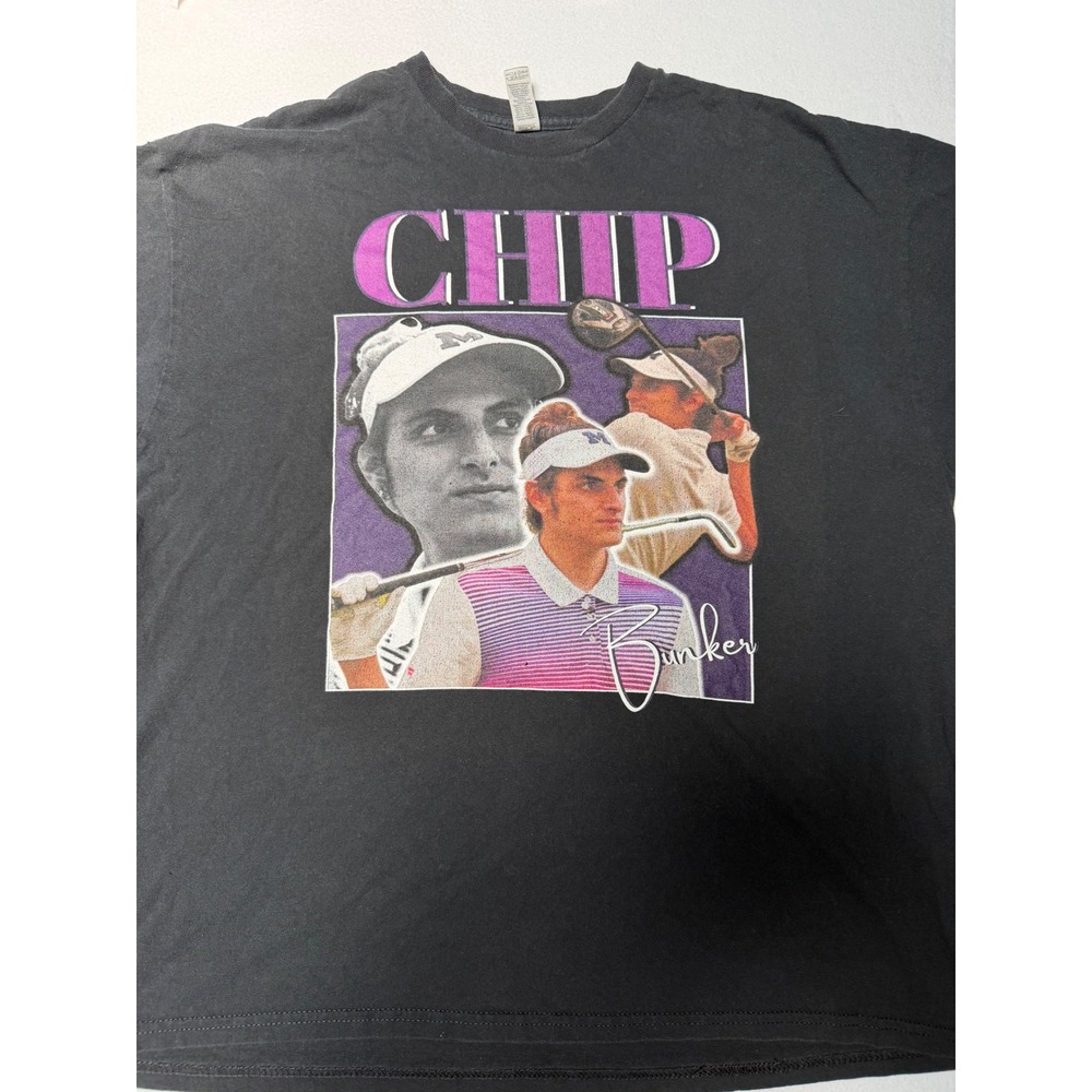 Gildan Heavy Cotton CHIP Bunker Golf Graphic Tee Shirt Black Mens 2XL